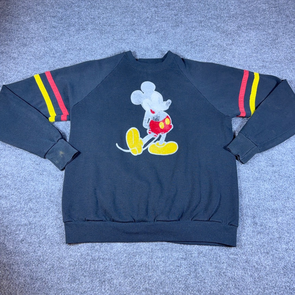 Vintage Disney‎ Character Mickey Mouse Sweatshirt XL Distressed Made in USA